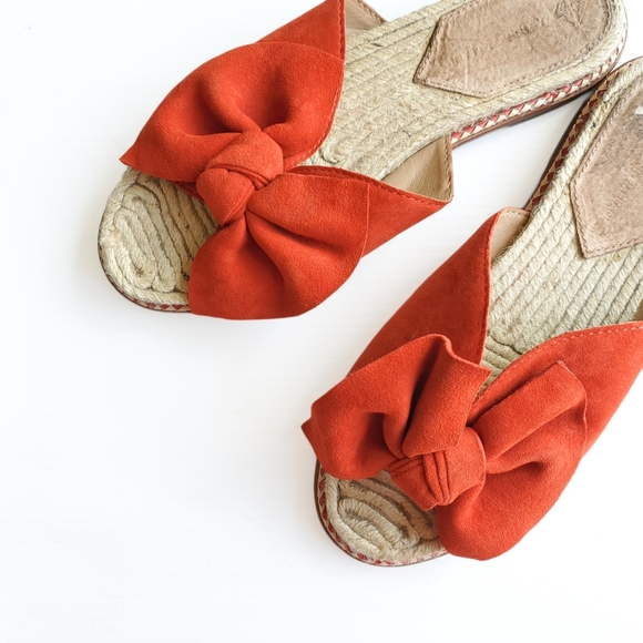 Antonio Melani Leather Red Orange Bow Espadrilles Shoes